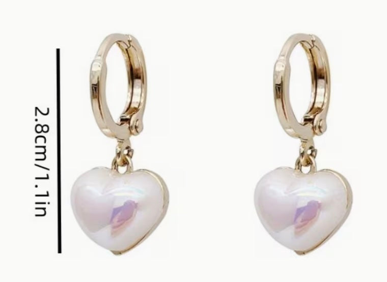 Golden Heart Pearl Hoops
