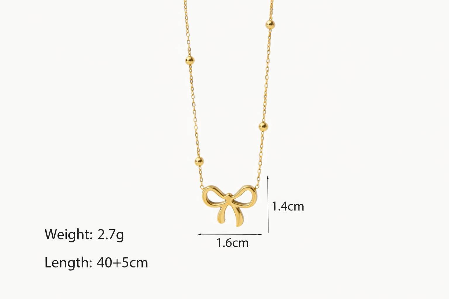 3pcs 18K Gold-Plated Bow Jewelry Set for Women - Golden Bow Trio