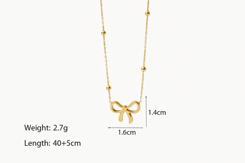 3pcs 18K Gold-Plated Bow Jewelry Set for Women - Golden Bow Trio