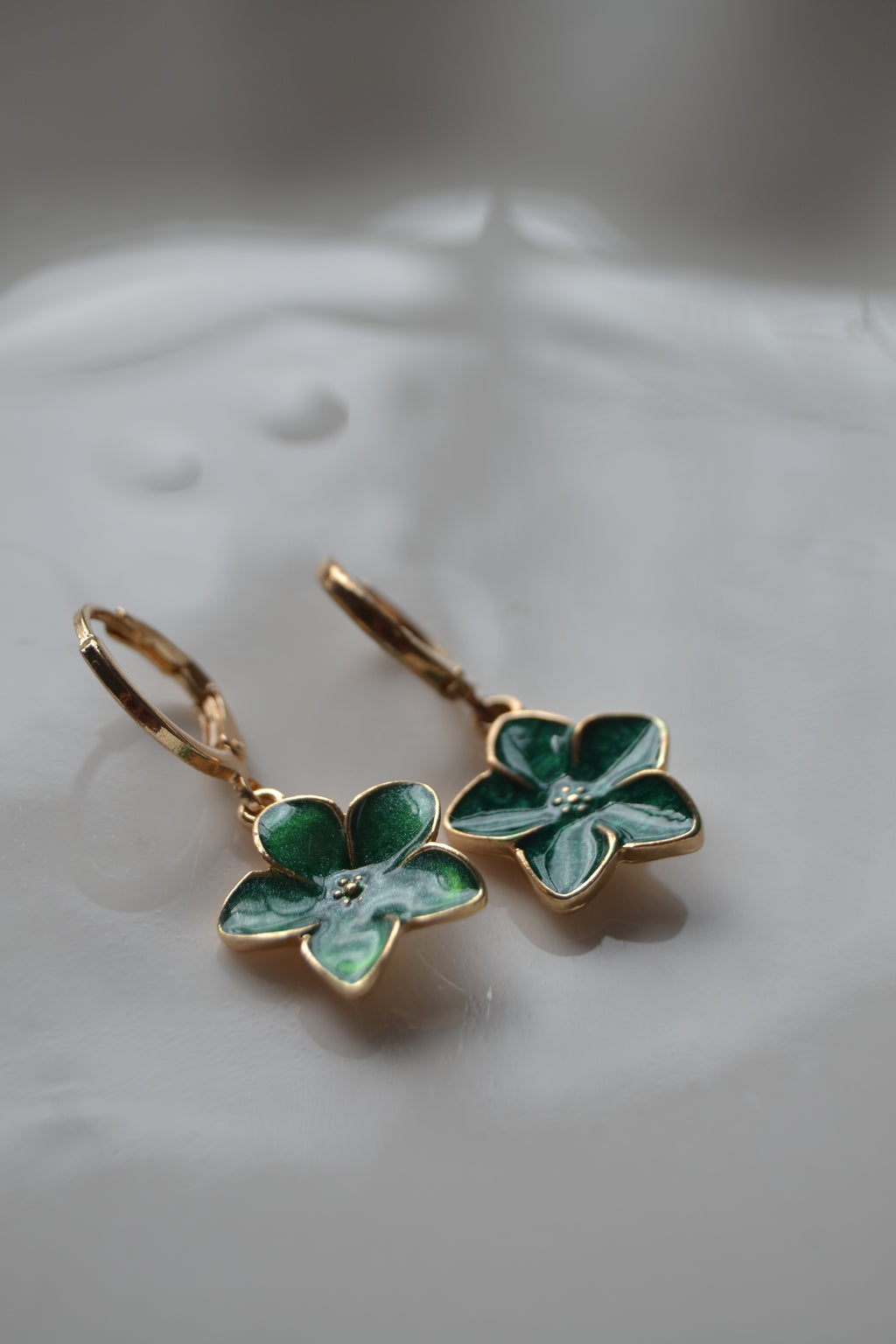 Green Petal Hoops