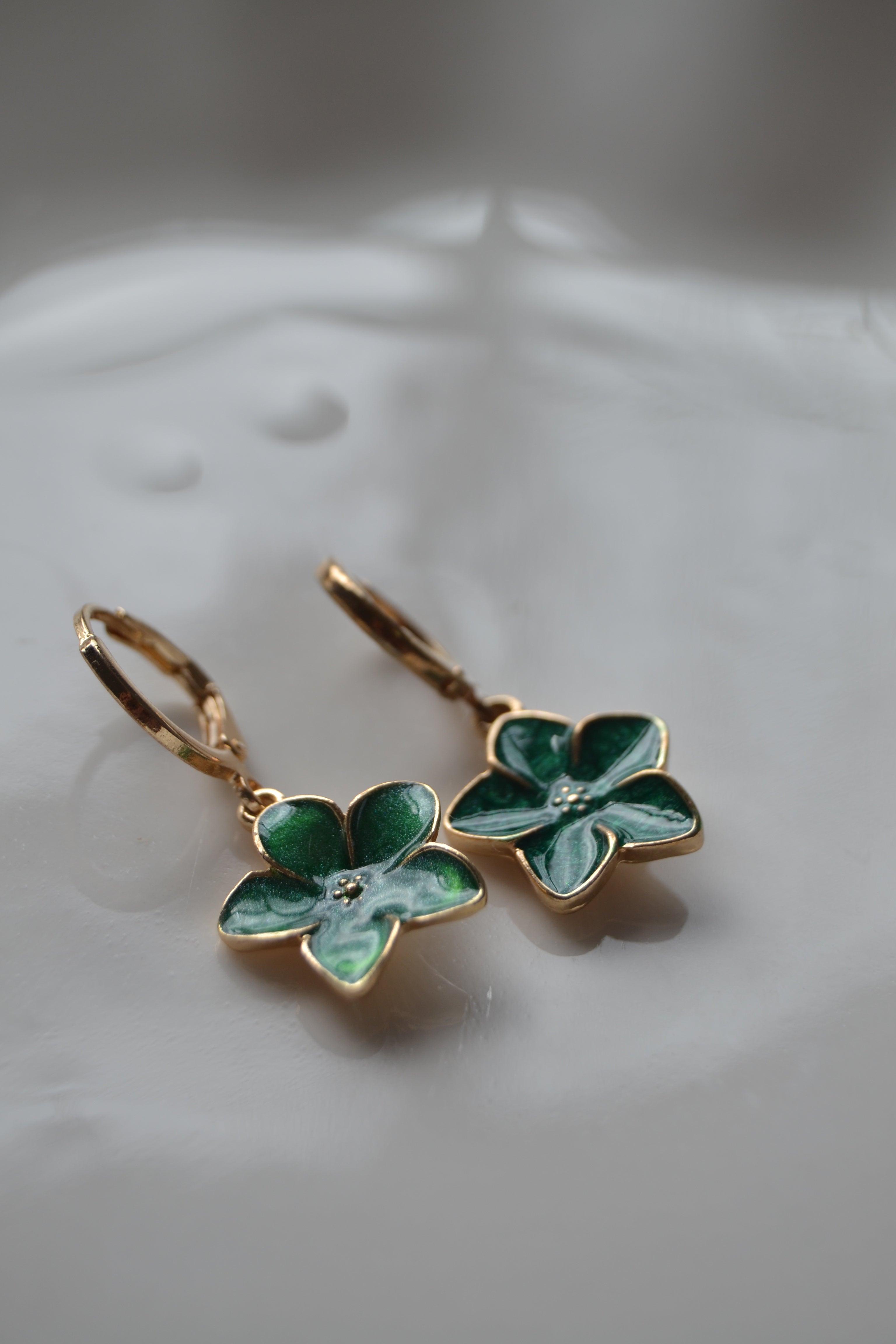 Green Petal Hoops