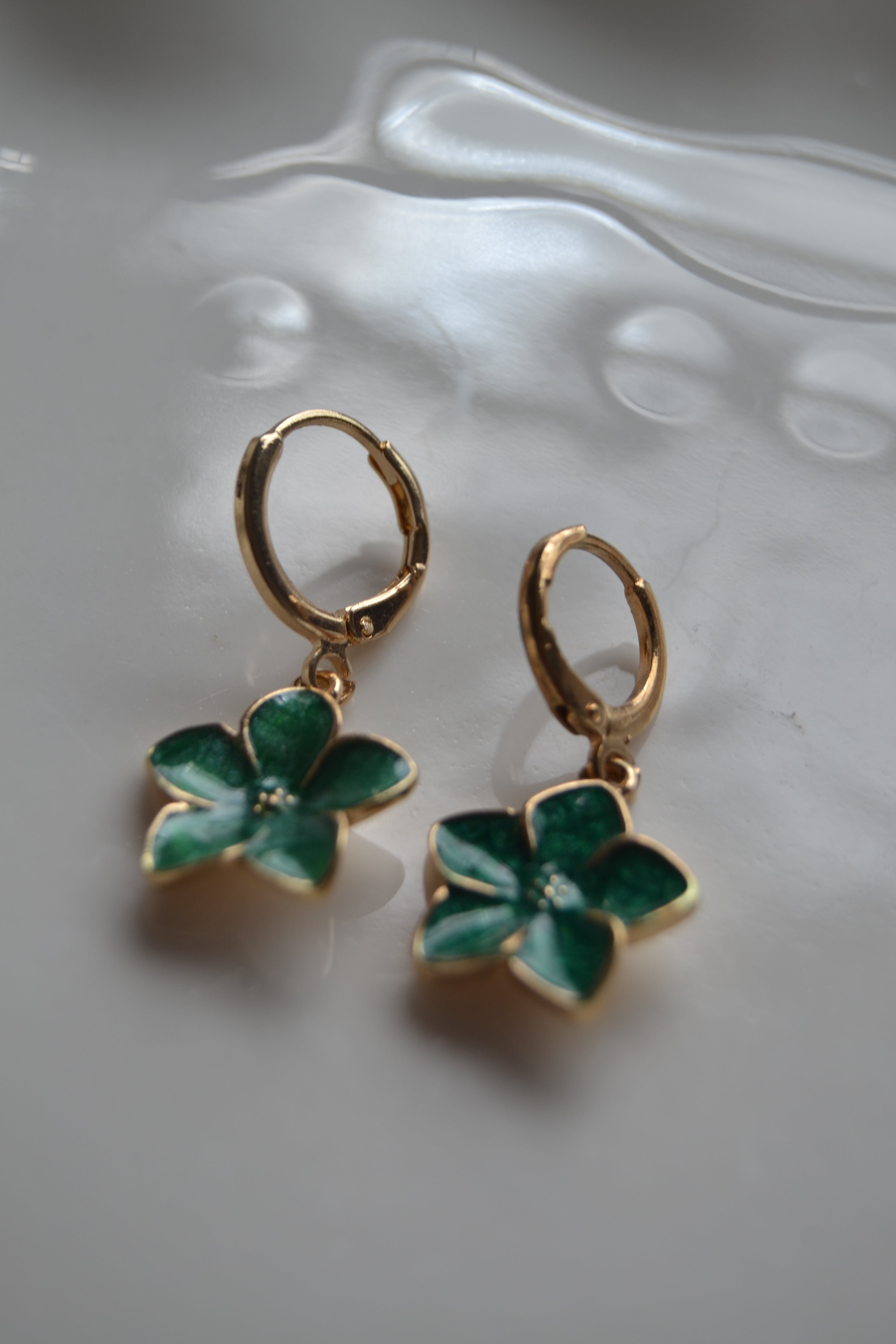 Green Petal Hoops
