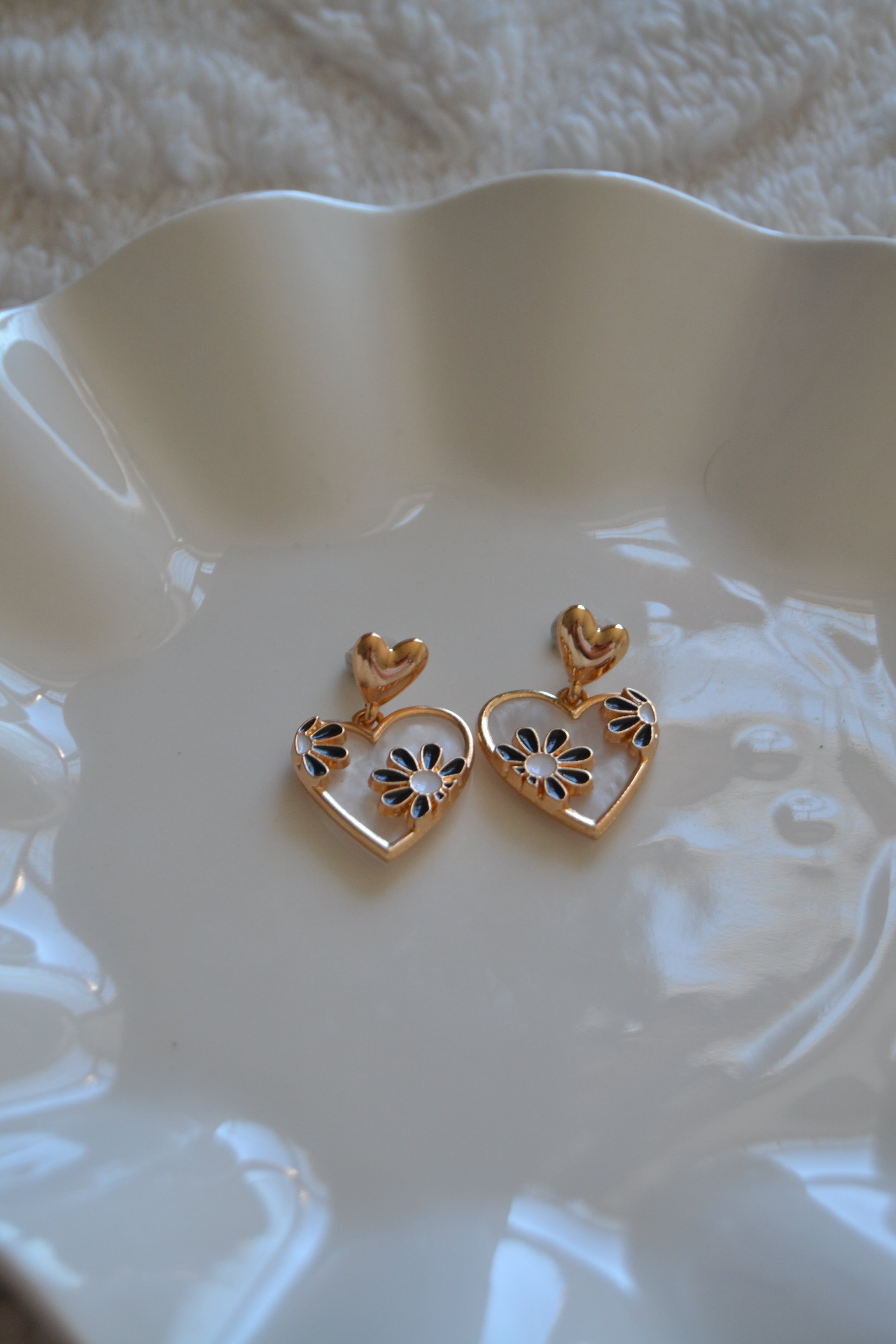 Midnight Bloom Heart Earrings