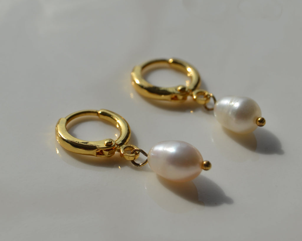 Pearl Drop Hoops