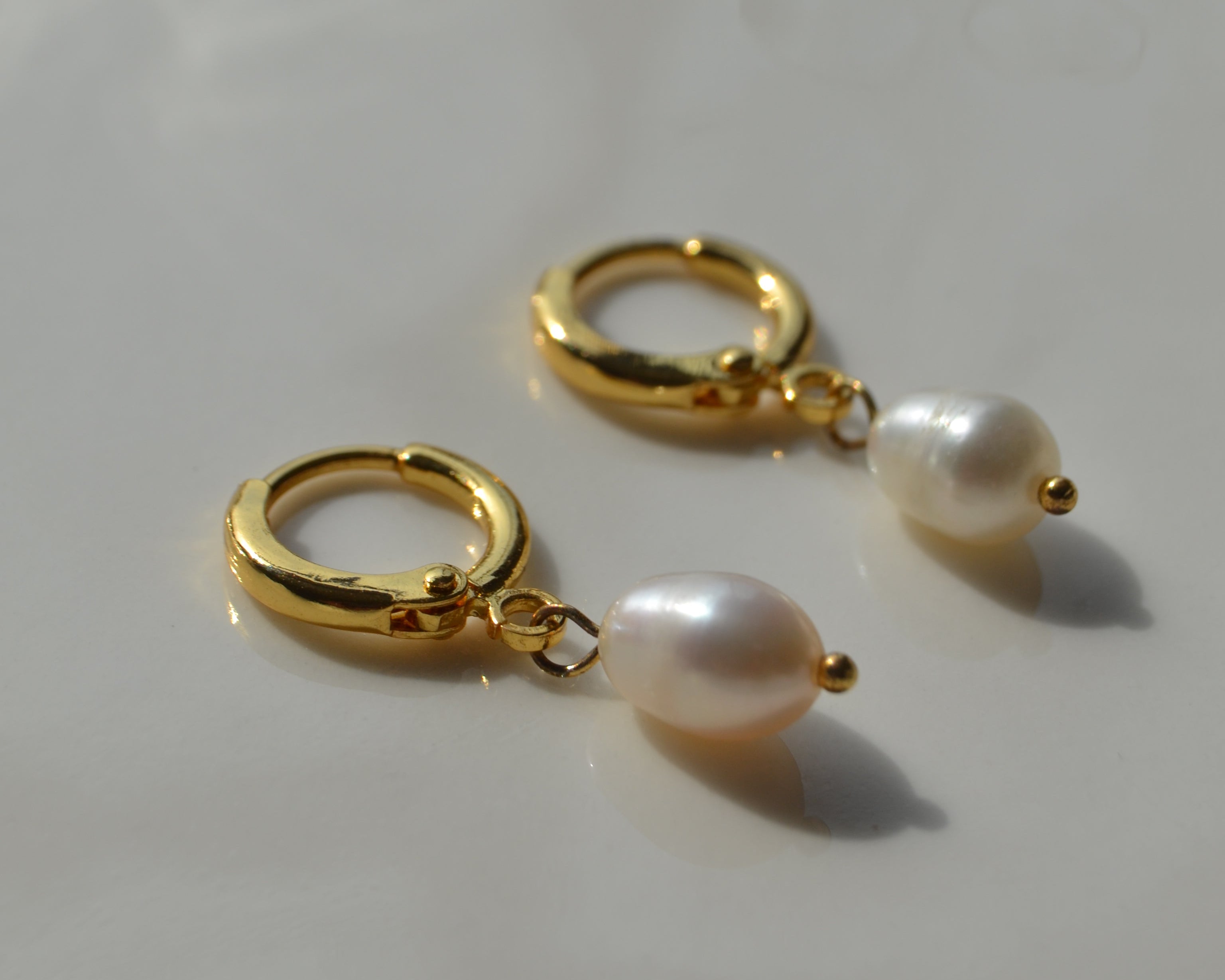 Pearl Drop Hoops
