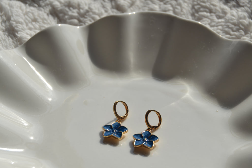 Blue Petal Hoops