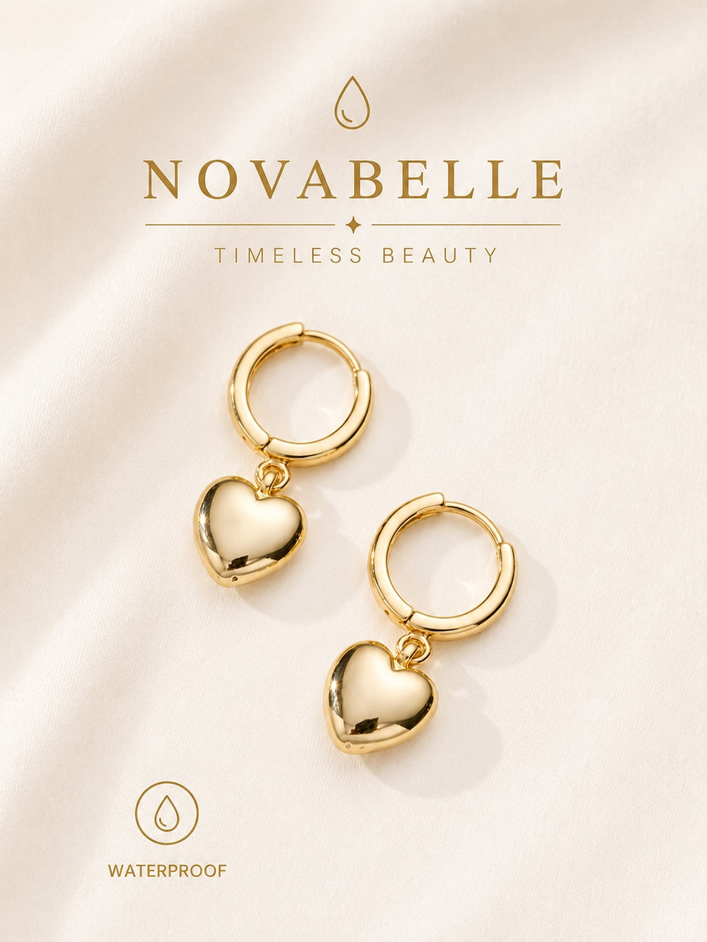 Golden Heart Hoop Earrings