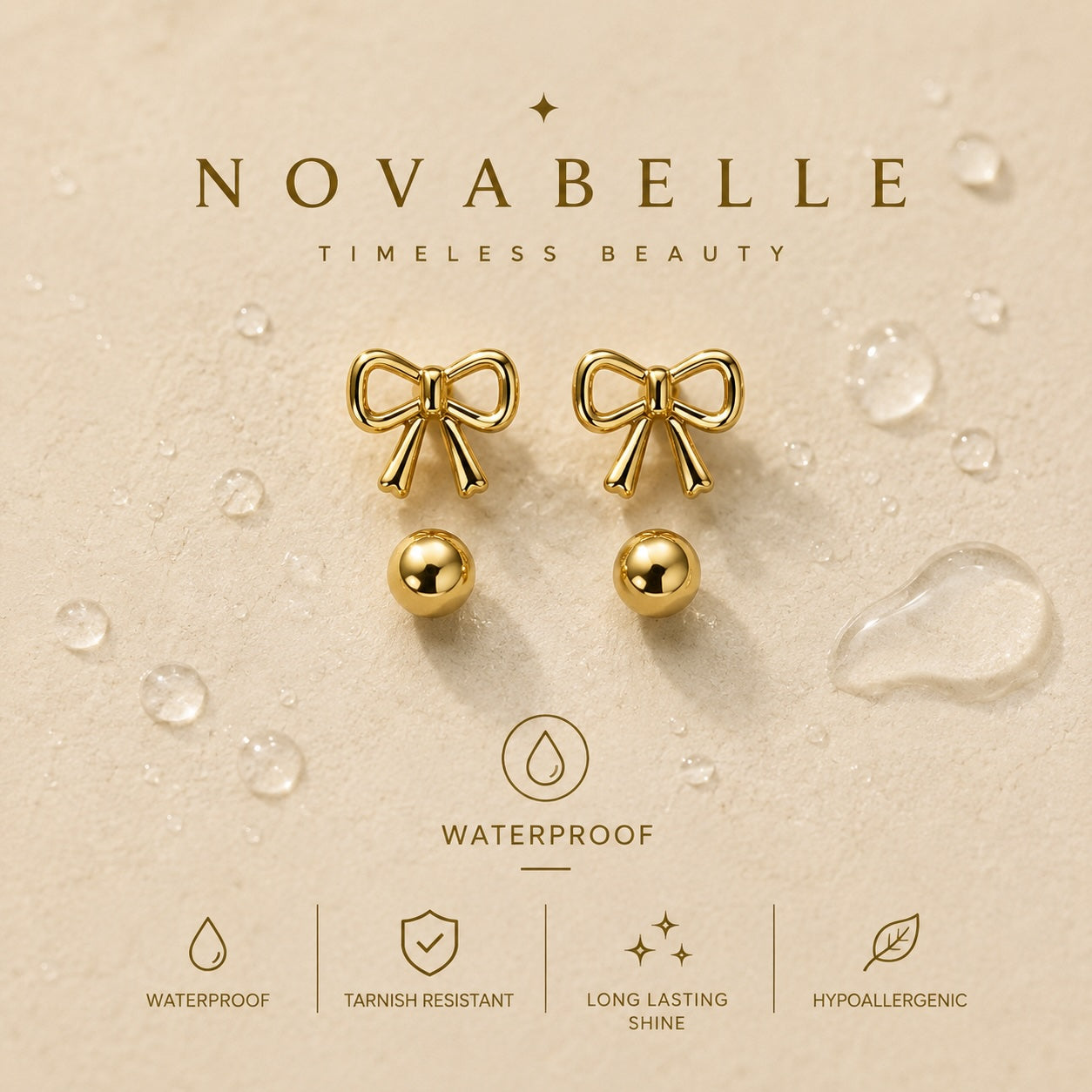 Golden Bow Glow Studs