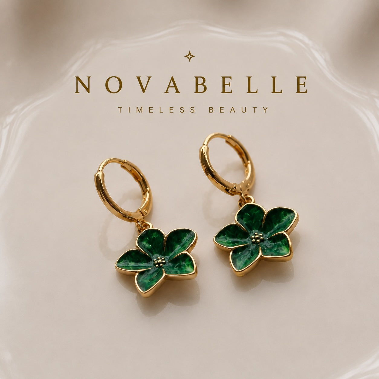 Green Petal Hoops