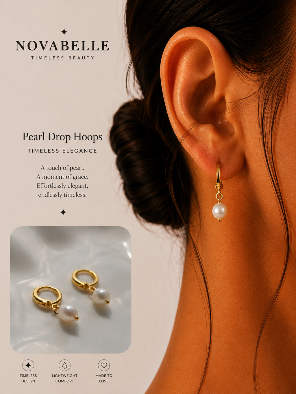 Pearl Drop Hoops