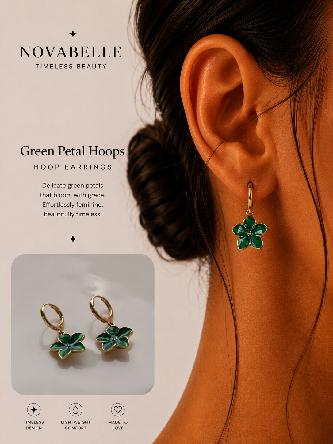 Green Petal Hoops