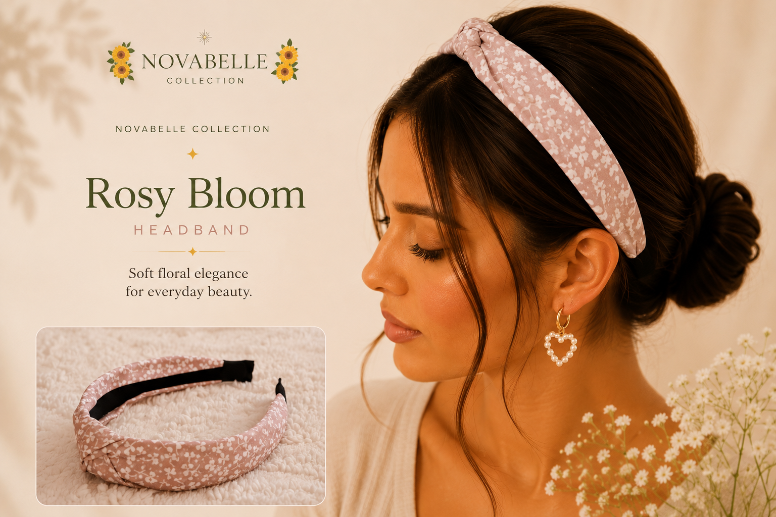 Rosy Bloom Headband