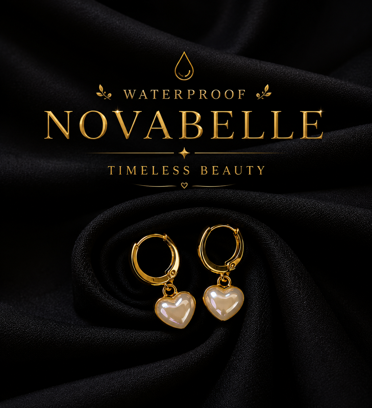 Golden Heart Pearl Hoops