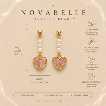 Blush Pearl Heart Drop Earrings