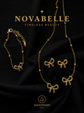3pcs 18K Gold-Plated Bow Jewelry Set for Women - Golden Bow Trio