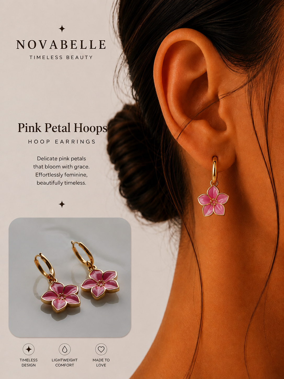 Pink Petal Hoops