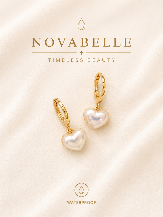 Golden Heart Pearl Hoops